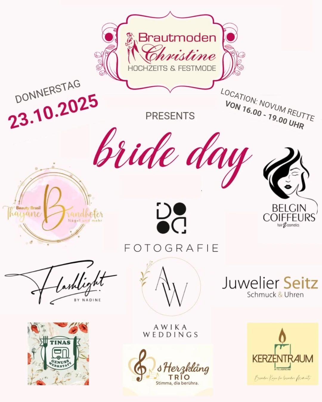 BRIDEDAY – Dein Tag voller Inspiration & Liebe Erlebe alles, was deinen Hochzeitstag einzigartig macht: traumhafte Kleid...